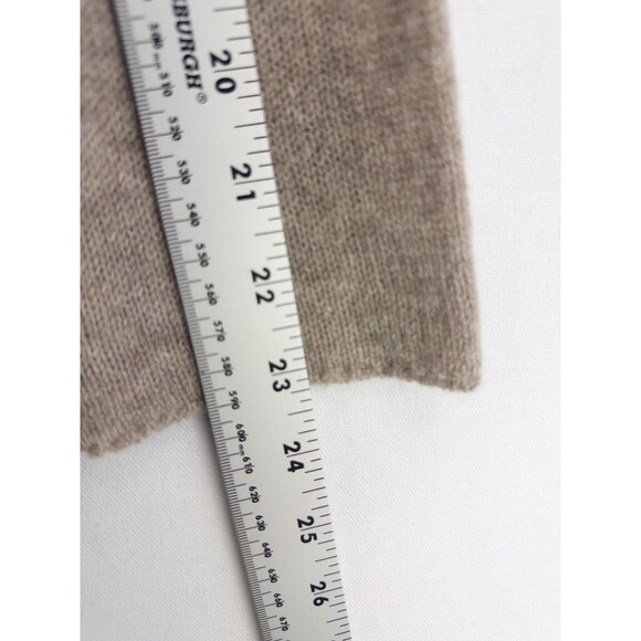 100% Cashmere Cardigan Womens PL Tan Open Front Knit Solid Minimalist - Picture 7 of 8